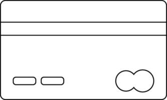Black line art illustration of a credit card. vector