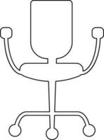 Blank office chair in black line art. vector