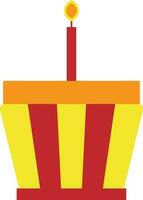 Yellow and orange cupcake with a red burning candle. vector