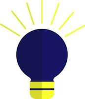 Blue electric bulb with yellow rays. vector