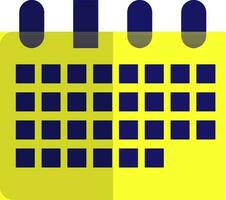 Yellow and blue calendar in flat style. vector