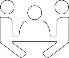 Conference meeting human in black line art. vector