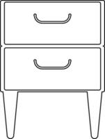 Drawer in black line art. vector