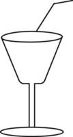 Cocktail glass in black line art. vector