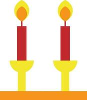 Red and yellow candles stand. vector