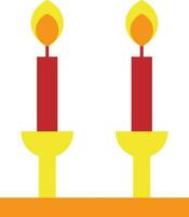 Red and yellow candles stand. vector