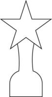 Black line art star trophy award. vector