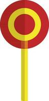 Flat style lollipop in yellow and red color. vector