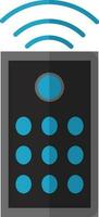 Grey remote control with blue wifi. vector