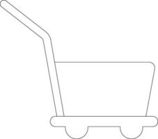 Flat style blank shopping cart made by black line art. vector