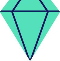 Flat style diamond in blue and green color. vector