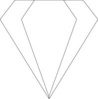 Flat style diamond made by black line art. vector
