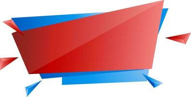 Red and blue blank ribbon with polygonal elements. vector