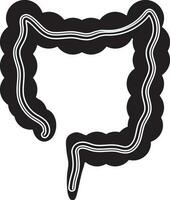 Black style of large intestine icon of body part. vector