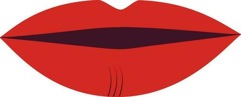 Red color of  lips icon in illustration. vector