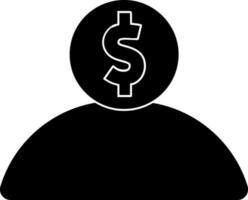 Illustration of dollar icon on employee face. vector