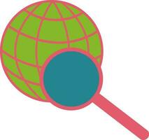 Color style of magnifier earth icon for job search. vector