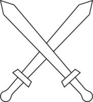 Black line art swords on white background. vector