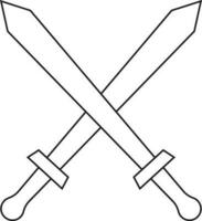 Black line art swords on white background. vector