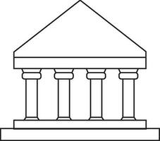 Illustration of a court building in black line art. vector