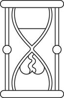 Hourglass in black line art. vector