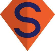 Comic sticker of superman in orange and blue color. vector