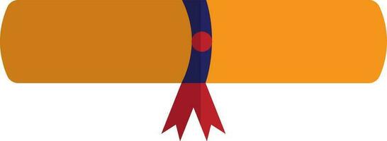 Orange scroll diploma with blue ribbon. vector