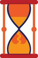 Red and orange hourglass in flat style. vector