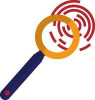 Fingerprint with magnifying glass. vector