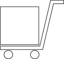 Flat style box on trolley made by black line art. vector