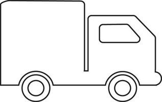 Black line art illustration of a truck in flat style. vector