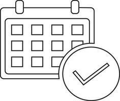 Calendar withe check mark in flat style. vector