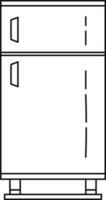 Refrigerator in black line art illustration. vector