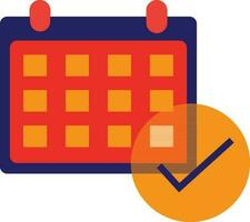 Calendar withe check mark in flat style. vector