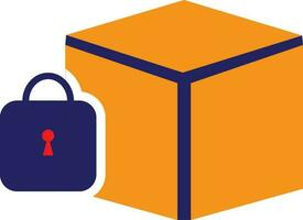 Flat style box with lock. vector
