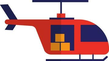 Helicopter with boxes in flat style. vector