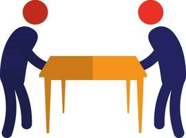 Character of faceless men holding table in hand. vector