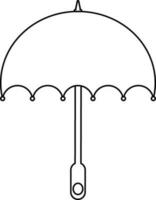 Open umbrella icon with handle in stroke. vector