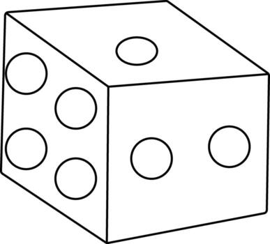 Dice icon for playing concept in stroke style. vector