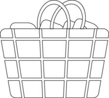 Black line art illustration of shopping bag. vector