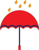 Drops on umbrella in red color. vector