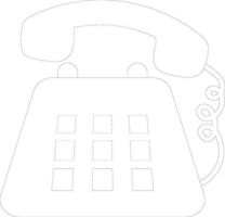 Retro telephone in black line art illustration. vector