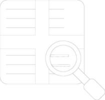 Black line art box scanning with magnifying glass. vector