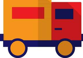 Red, orange and blue truck in flat style. vector