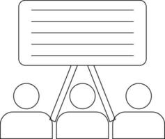 Character of line art student sitting front of blackboard. vector