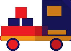 rojo, azul y naranja cajas en camión. vector