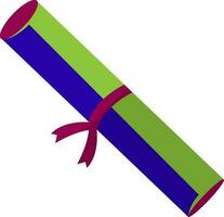 Pink, green and blue scroll with ribbon. vector