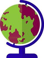 Earth globe in pink, blue and green color. vector