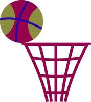 Flat style basket with ball. vector