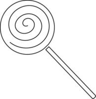 Black line art illustration of a lollipop. vector